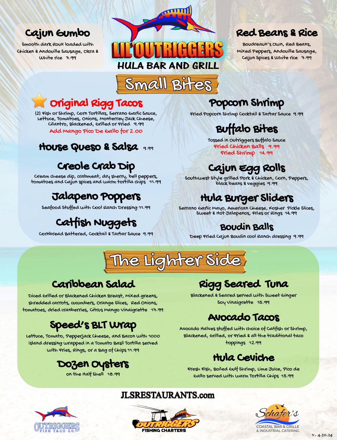 Menu | Lil Outriggers Hula Bar & Grill